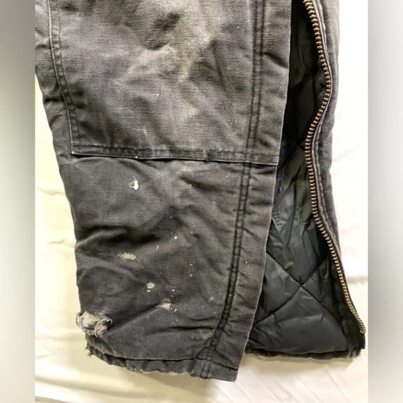 1999 Carhartt R03 Arctic Black Quilt Lined Bib Overalls 34x30 Very Distressed - Picture 9 of 13